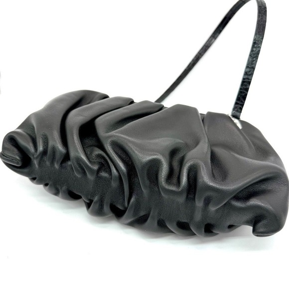 BEAN BAG BLACK STAUD-Shoulder Bag – Pleated Soft Leather - Picture 9 of 12